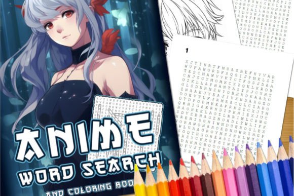 Anime Word Search and Coloring Book for Fans
