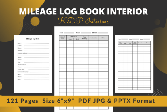 Mileage Log Book Interior for KDP